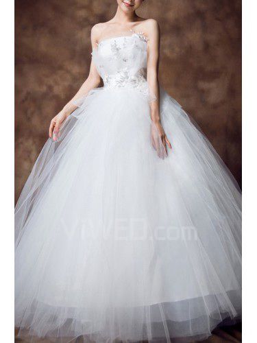 Чистая без бретелек длина пола бальное платье свадебное платье с блестками