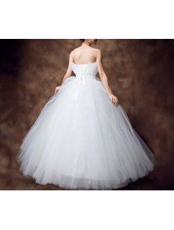 Net Strapless Floor Length Ball Gown Wedding Dress with Sequins