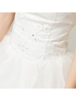 Satin Strapless Floor Length Ball Gown Wedding Dress with Sequins