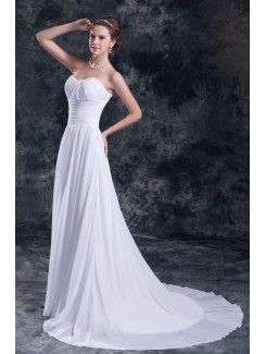 Chiffon Sweetheart Sweep Train A-line Wedding Dress