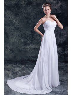 Chiffon Sweetheart Sweep Train A-line Wedding Dress