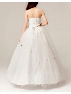 Net Sweetheart Floor Length Ball Gown Wedding Dress with Crystal