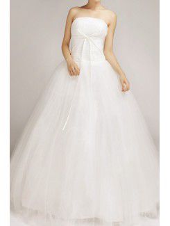 Organza Strapless Floor Length Ball Gown Wedding Dress