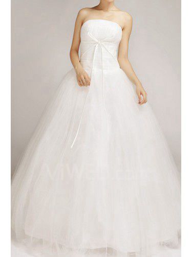 Organza Strapless Floor Length Ball Gown Wedding Dress