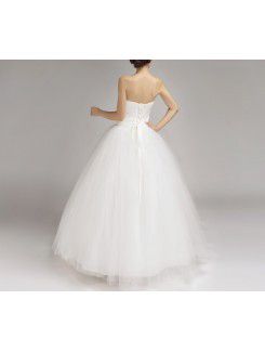 Organza Strapless Floor Length Ball Gown Wedding Dress