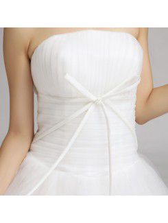 Organza Strapless Floor Length Ball Gown Wedding Dress