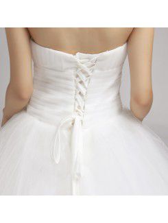 Organza Strapless Floor Length Ball Gown Wedding Dress