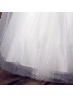 Satin Strapless Floor Length Ball Gown Wedding Dress with Beading