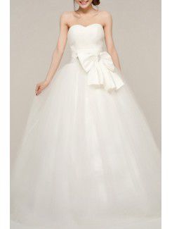 Organza lieverd vloer lengte baljurk trouwjurk met kristallen