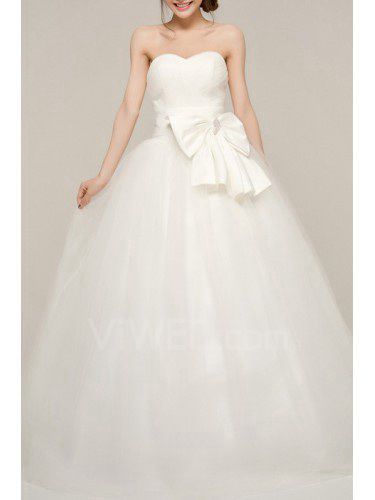 Organza sweetheart floor-lunghezza palla abito abito da sposa con cristalli