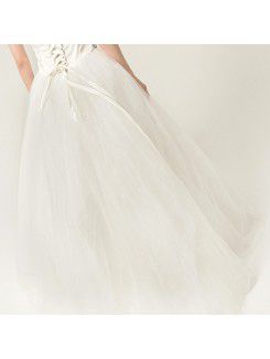 Satin Strapless Floor Length Ball Gown Wedding Dress with Crystal