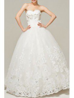 Атласная милая длина пола бальное платье свадебное платье с блестками