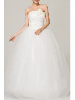 Satin longueur de plancher de bal robe de mariée robe bustier avec des perles