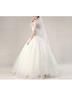 Organza Strapless Floor Length Ball Gown Wedding Dress with Crystal