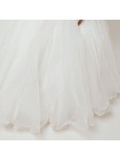 Organza Strapless Floor Length Ball Gown Wedding Dress with Crystal