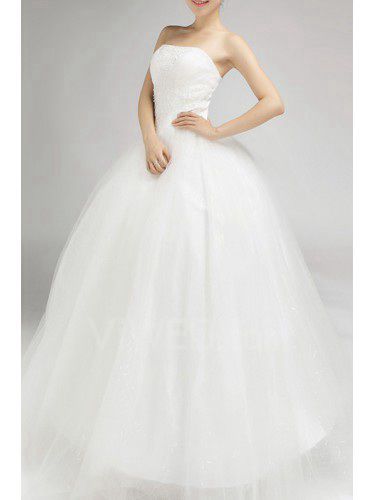 Organza longueur de plancher de bal robe de mariée robe bustier avec cristal