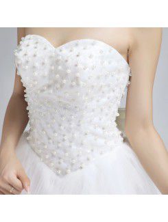 Organza Sweetheart Floor Length Ball Gown Wedding Dress with Pearls