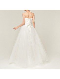 Satin Strapless Floor Length Ball Gown Wedding Dress with Sequins