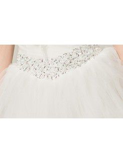 Satin Strapless Floor Length Ball Gown Wedding Dress with Sequins