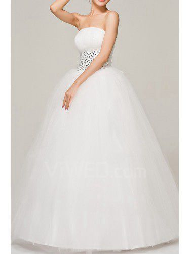 Satin longueur de plancher de bal robe de mariée robe bustier avec cristal