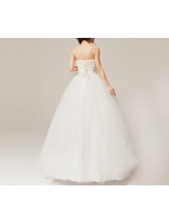 Organza Strapless Floor Length Ball Gown Wedding Dress with Sequins