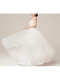 Organza Strapless Floor Length Ball Gown Wedding Dress with Sequins