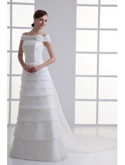 Organza Off-the-Shoulder A-line Floor Length Wedding Dress