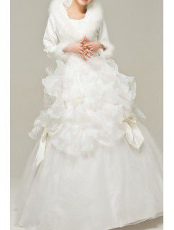 Satin Jewel Floor Length Ball Gown Wedding Dress