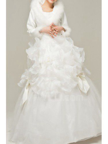 Satén joya piso-longitud vestido de bola del vestido de boda