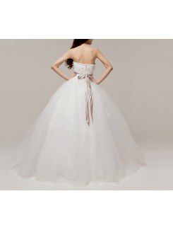 Satin Sweetheart Floor Length Ball Gown Wedding Dress with Crystal