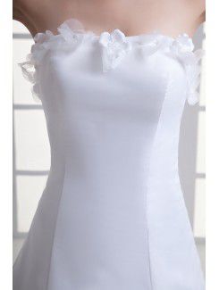 Satin Strapless A-line Sweep Train Embroidered Wedding Dress