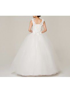 Satin Off-the-Shoulder Floor Length Ball Gown Wedding Dress with Crystal