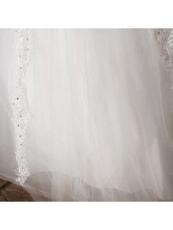 Satin V-neck Floor Length Ball Gown Wedding Dress with Sequins