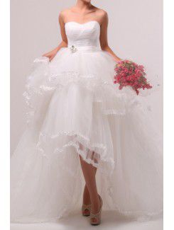 Organza Scoop Chapel Train Ball Gown Wedding Dress with Crystal