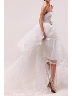 Organza Scoop Chapel Train Ball Gown Wedding Dress with Crystal