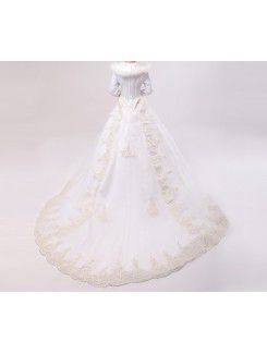 Organza V-neck Chapel Train Ball Gown Wedding Dress with Sequins