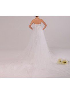 Lace Strapless Chapel Train A-line Wedding Dress with Sequins