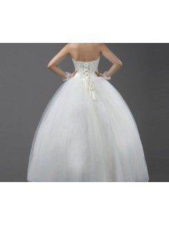 Organza Strapless Floor Length Ball Gown Wedding Dress with Sequins