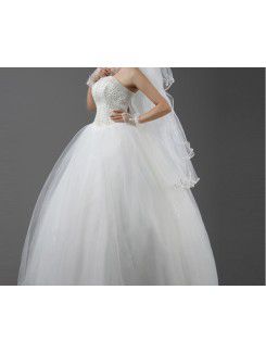 Organza Strapless Floor Length Ball Gown Wedding Dress with Sequins