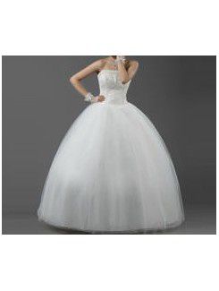 Organza Strapless Floor Length Ball Gown Wedding Dress with Sequins