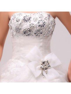 Tulle Strapless Floor Length Ball Gown Wedding Dress with Sequins