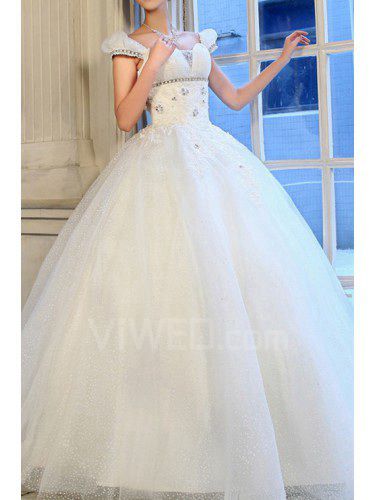 Organza off-the-schulter bodenlangen ballkleid brautkleid mit pailletten