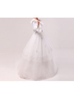 Tulle Jewel Floor Length Ball Gown Wedding Dress with Handmade Flowers