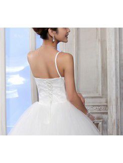 Satin One Shoulder Floor Length Ball Gown Wedding Dress with Handmade Flowers