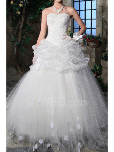 Satin Sweetheart Floor Length Ball Gown Wedding Dress with Sequins