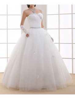 Organza Jewel Floor Length Ball Gown Wedding Dress with Crystal