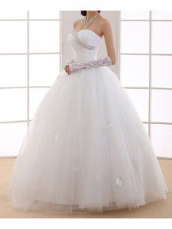 Organza Jewel Floor Length Ball Gown Wedding Dress with Crystal