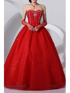 Organza Sweetheart Floor Length Ball Gown Wedding Dress with Sequins