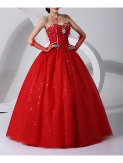 Organza Sweetheart Floor Length Ball Gown Wedding Dress with Sequins