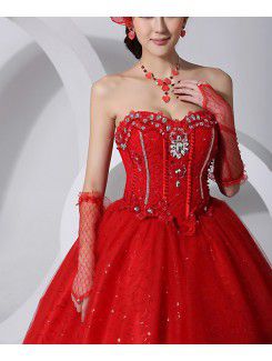 Organza Sweetheart Floor Length Ball Gown Wedding Dress with Sequins